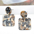 Simple square shape acetate ear jewelry for women tortoise shell custom acrylic earrings